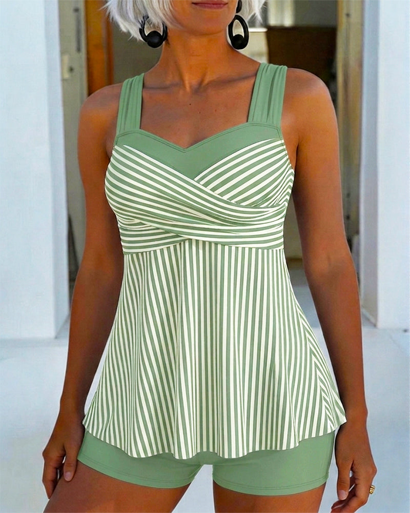 Tankini Gestreift Camisole Zweiteilig
