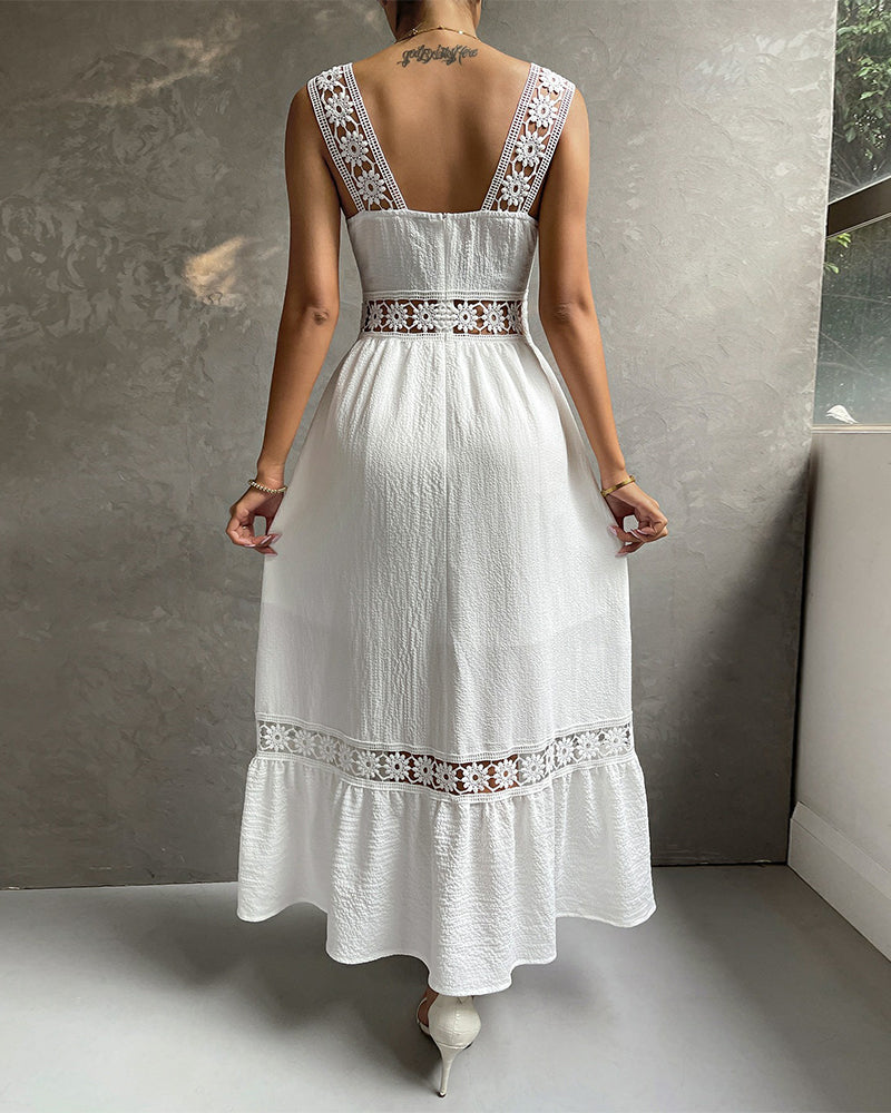 Kleid Spitzenbesatz Durchbrochenes Cami