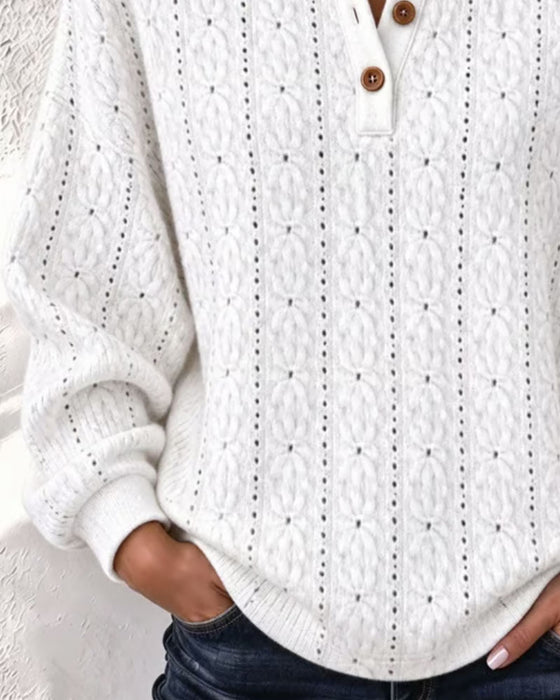 Sweatshirt Knopf Casual Kragen