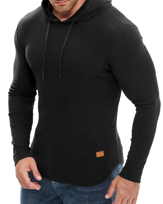 Herren Sweatshirt Unifarbe Langarm Kapuze
