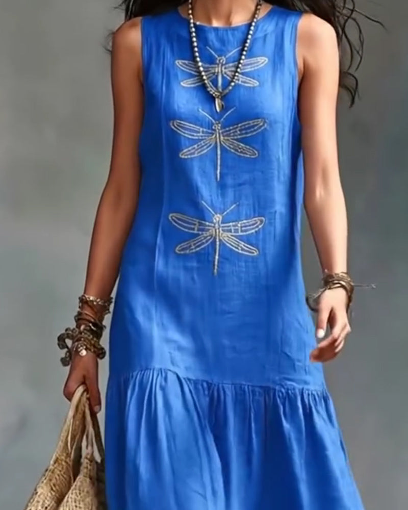 Kleid A-Saum Ärmellos Lang