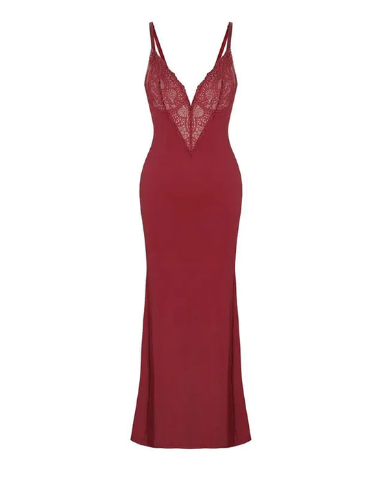 Maxikleid mit Trägern und Spitze