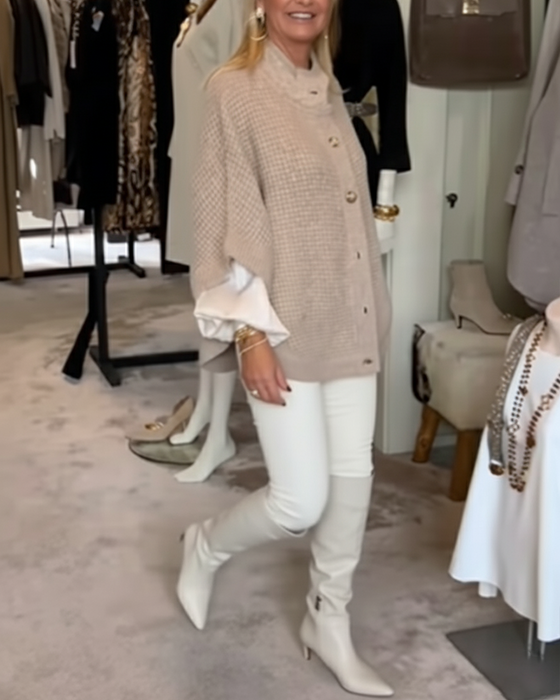 Mantel Waffelmuster lässiger Cardigan