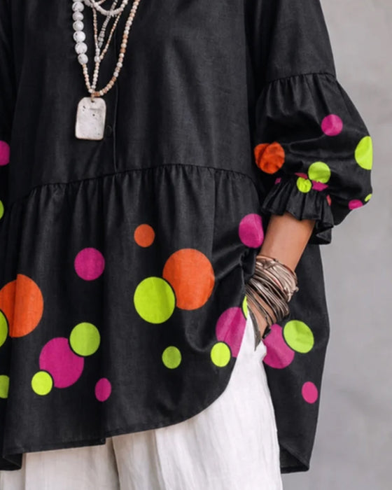 Buntes Tupfenmuster Bluse