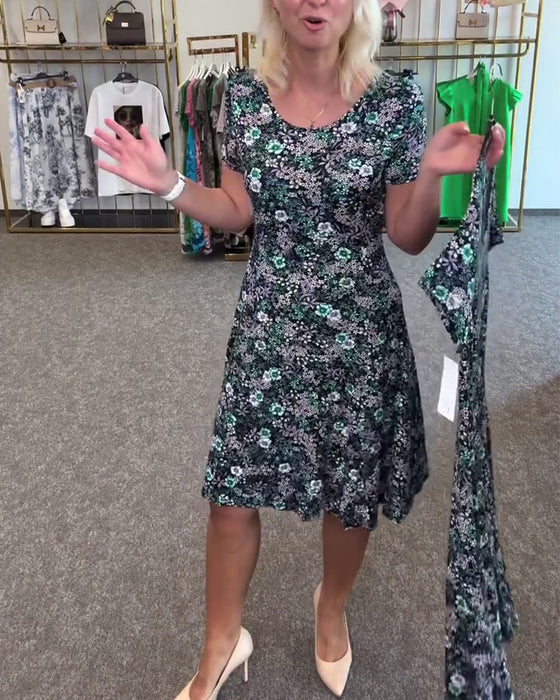 Kleid Stilvoll Schmale Taille Bedruckt