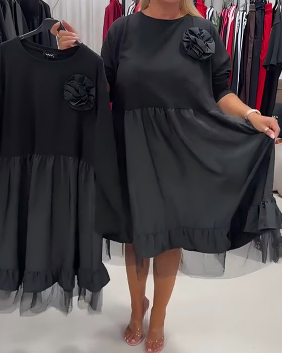 Kleid Patchwork Einfarbig Lässig