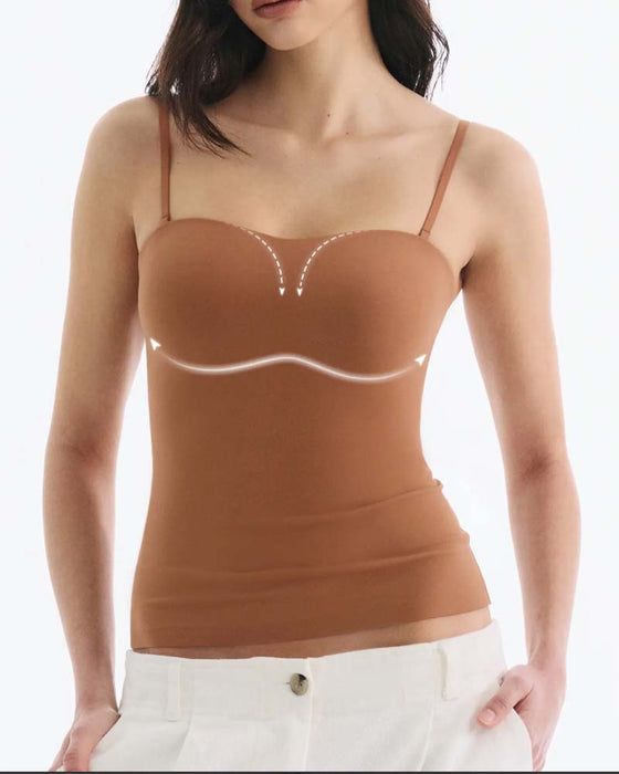 Cami Top Trägerlos Einfarbig Integrierter BH