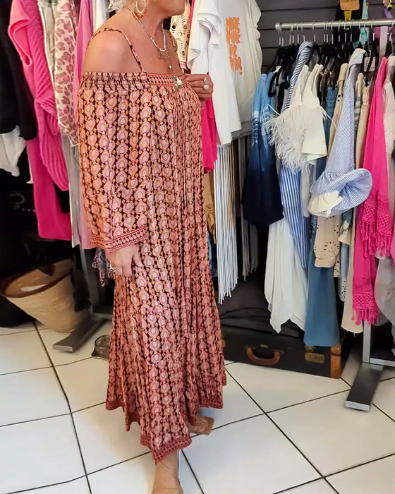 Boho-Stil Trägerlockeres Kleid