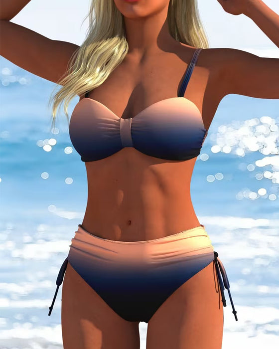 Bikini Farbverlaufsmuster Kordelzug Mode