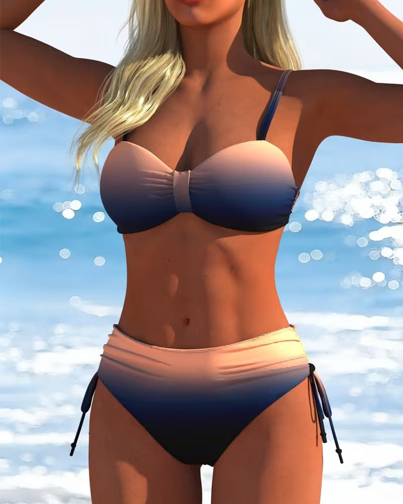 Bikini Farbverlaufsmuster Kordelzug Mode
