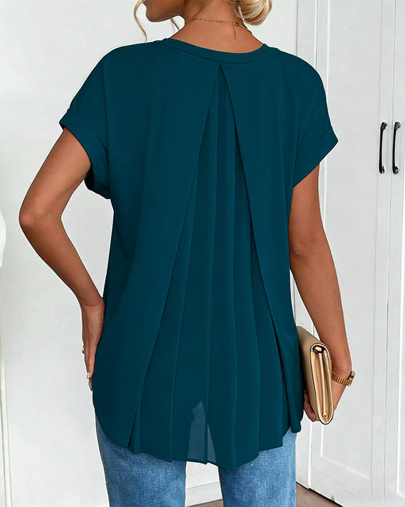 T-Shirt kurzärmelig einfarbig Patchwork