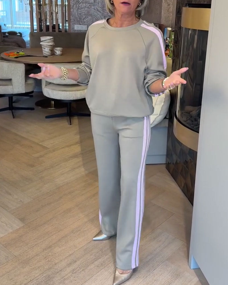 Set mit lässigem locker sitzendem gestreiften Sweatshirt