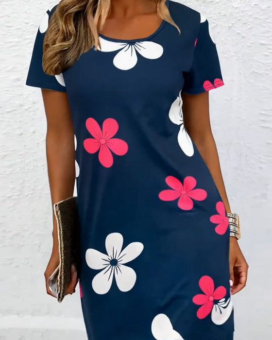 Kleid mit Blumenmuster kurzärmelig