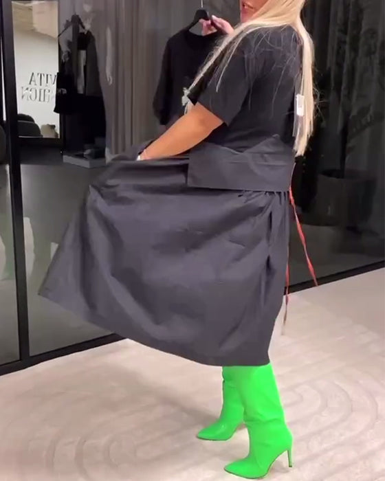Kleid Bandnaht Falsch Zweiteilig