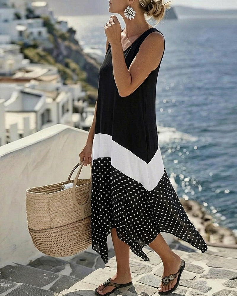 Lässiges A-Linien-Kleid Unregelmäßiger Midi-Schnitt