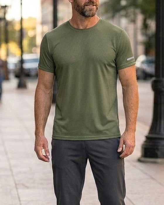 Herren T-Shirt Einfarbig Kurzarm Sportlich