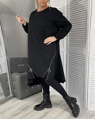 Lockeres Oversize-Kleid Mit Reißverschluss