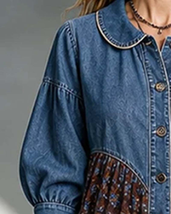 Kleid Hemdkragen Patchwork