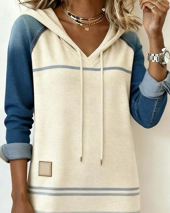 Kleid Mit Kapuze Gestreift Farbblock