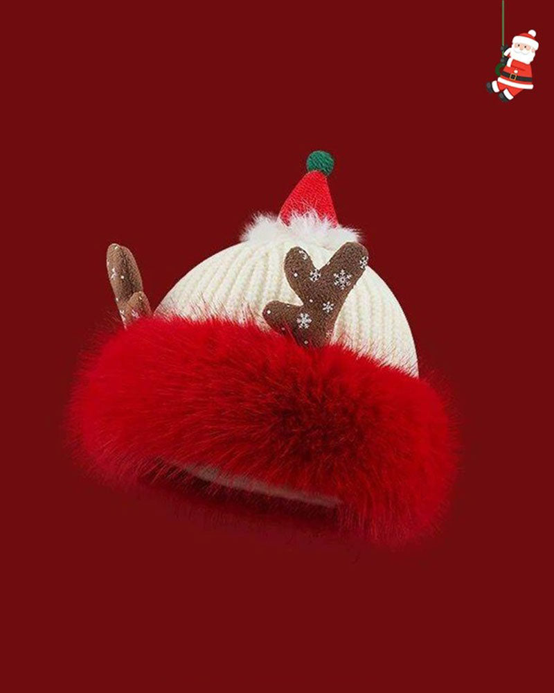 Weihnachtsstil Festival Feier Fröhliche Gestrickte Mütze