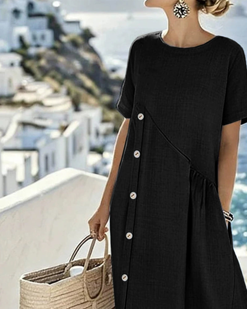 Kleid Knopf Dekor Lässig