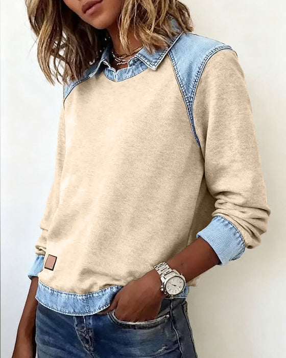 Bluse modisches Revers langarm