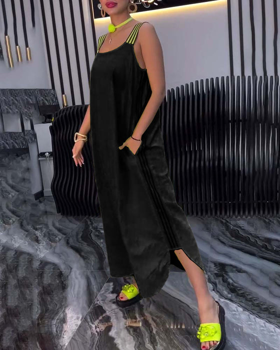 Kleid Gespaltene Träger Locker