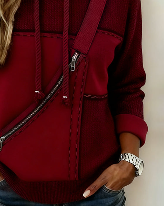 Stylischer Kapuzenpullover Mit Farbblockmuster
