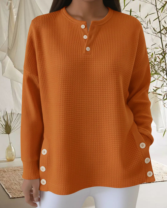 Modisches Sweatshirt Im Waffelmuster, Lässig
