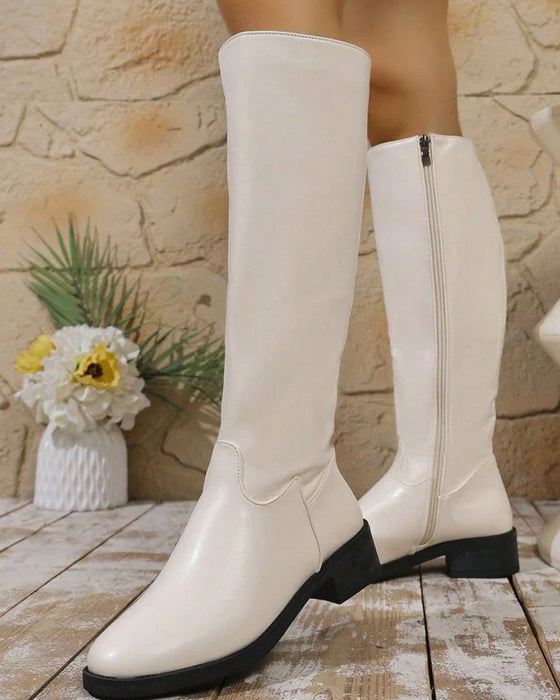 Damen modische Stiefel in Wadenhöhe mit seitlichem Reißverschluss