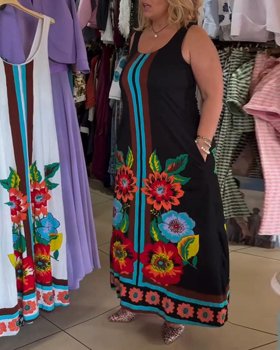 Kleid Ärmellos Bedruckt Oversized