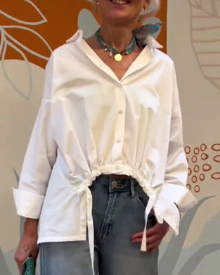 Einfarbiges oberteil mit Revers zum Pendeln