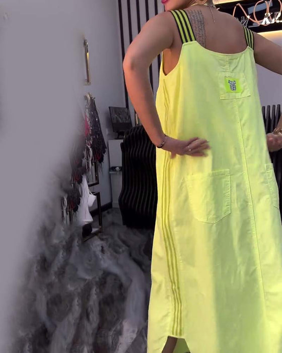 Kleid Gespaltene Träger Locker
