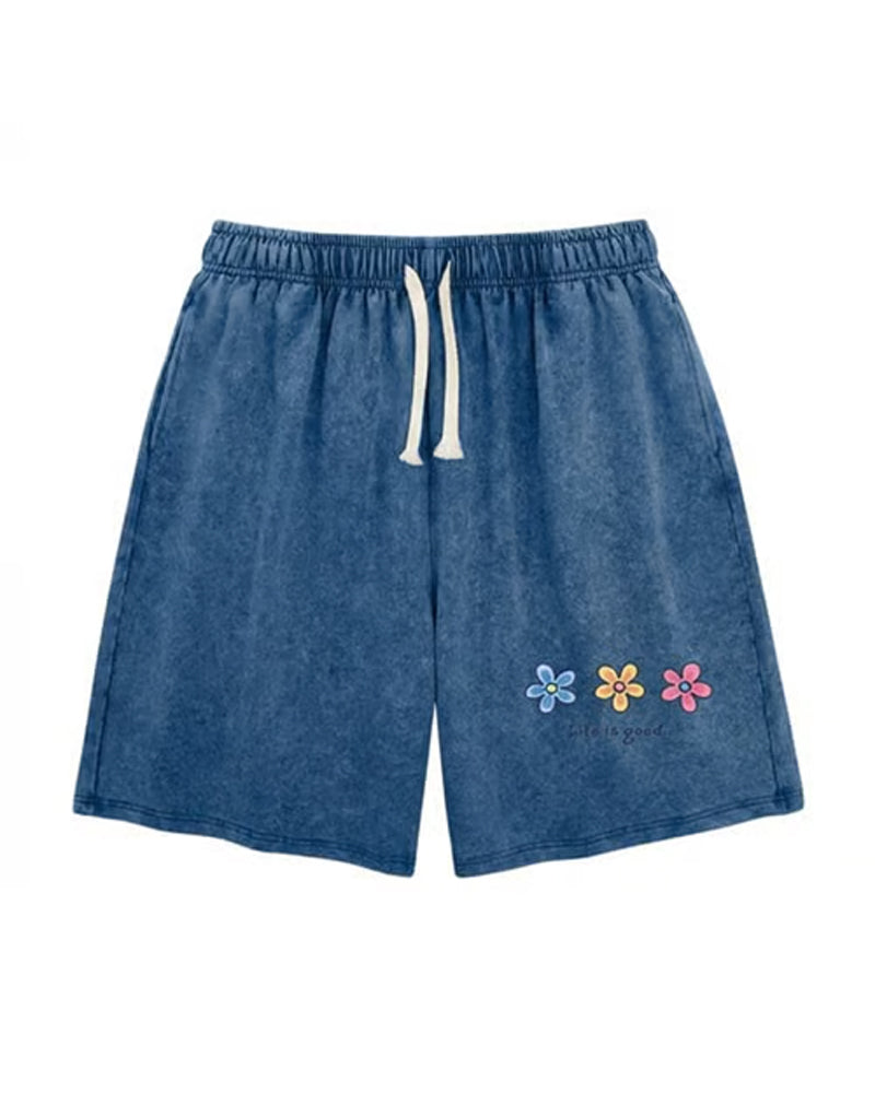 Shorts Blumenprint Elastischer Kordelzug