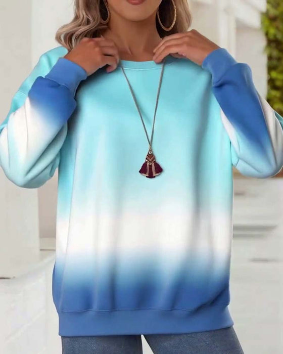 Lässiges Sweatshirt mit Farbverlauf und Rundhalsausschnitt