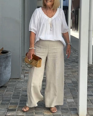 Set V-Ausschnitt Casual Lange Hosen