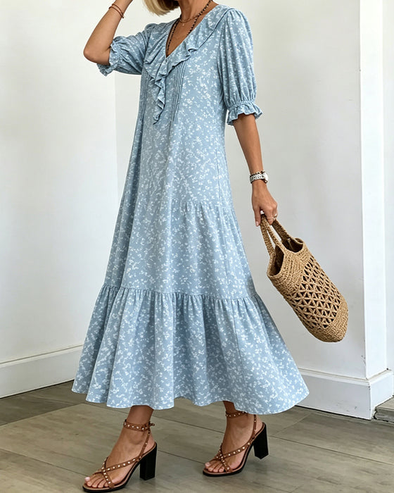 Kleid V-Ausschnitt Rüschen