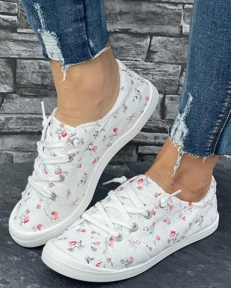 Schuhe Blumenprint Mode Lässig Stoff