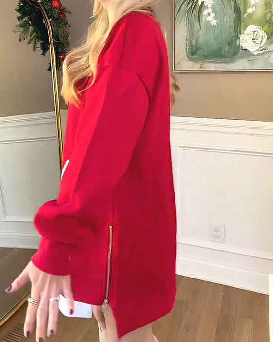 Kleid Weihnachtsmann Druck Zusammengesetzt Sweatshirt