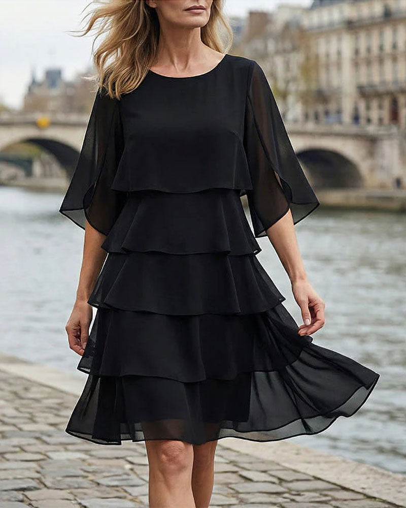 Kleid Locker Runder Halsausschnitt Kuchen