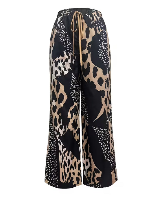 Hose Leopard Print Polka Dot Weites Bein