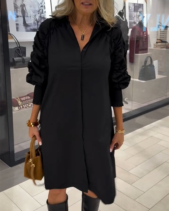 Kleid modisch Hemdkragen einfarbig