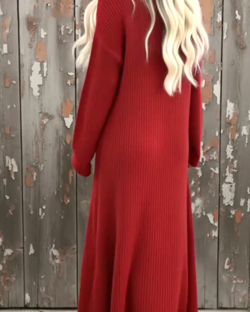 Unifarbenes Kleid mit hohem Ausschnitt und stylischem Design