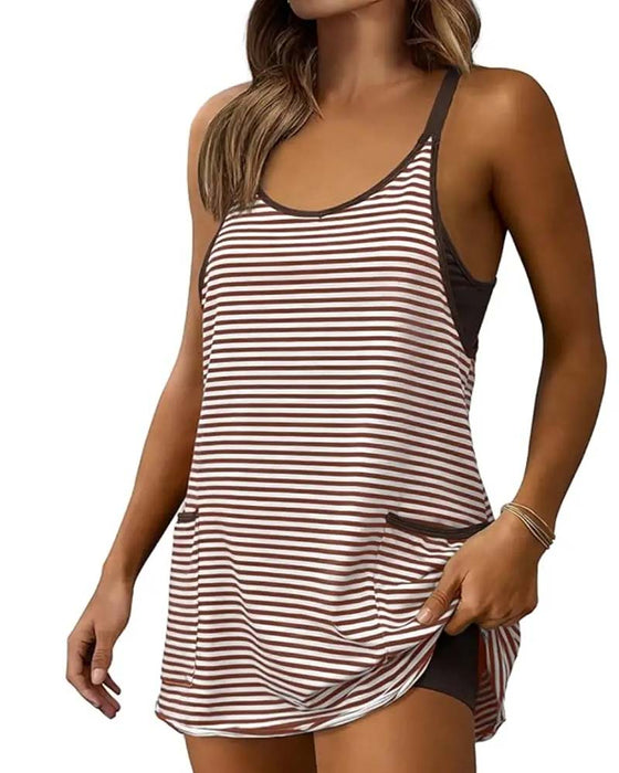 Jumpsuits Gestreift Ärmellos Camisole Lässig