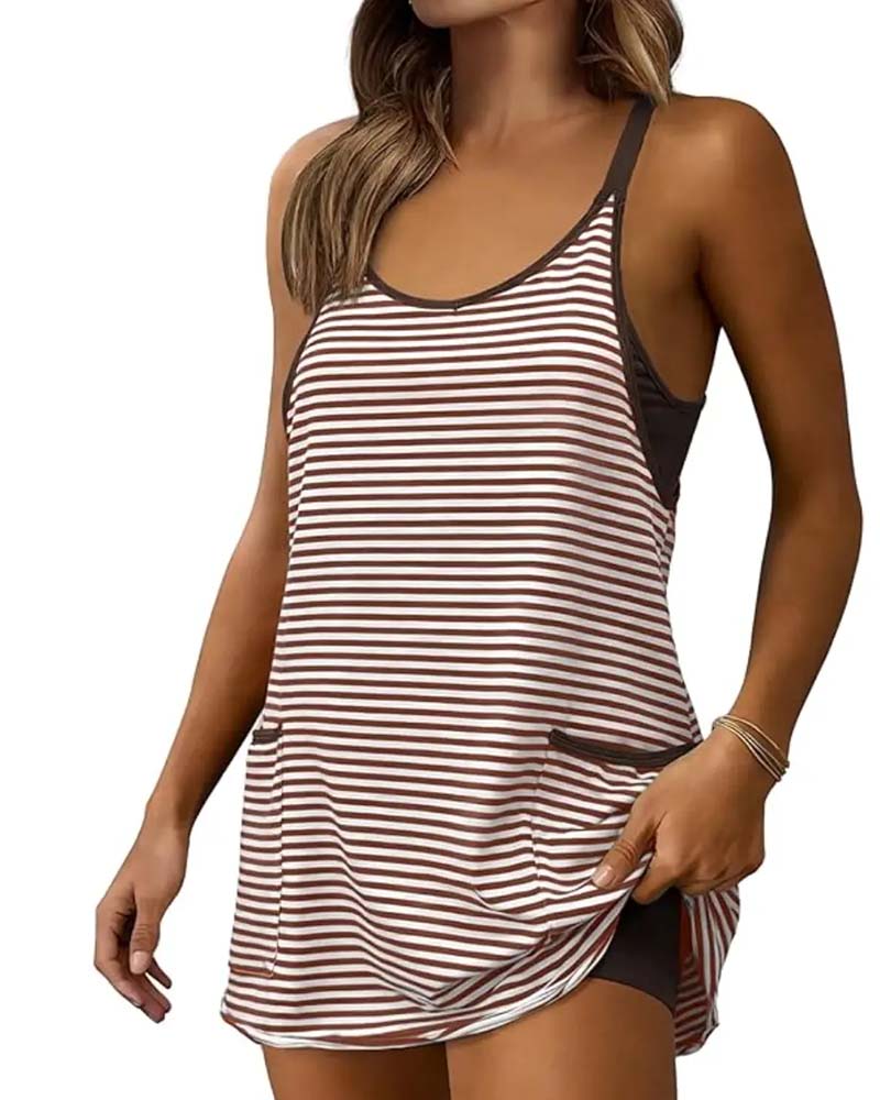Jumpsuits Gestreift Ärmellos Camisole Lässig