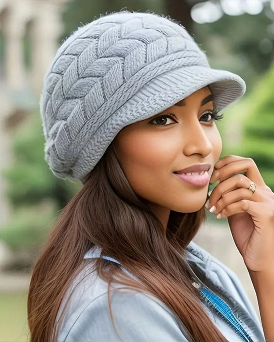 Damen Zopfstrick Winter Slouchy Beanie Mütze Weich Warm Dehnbar