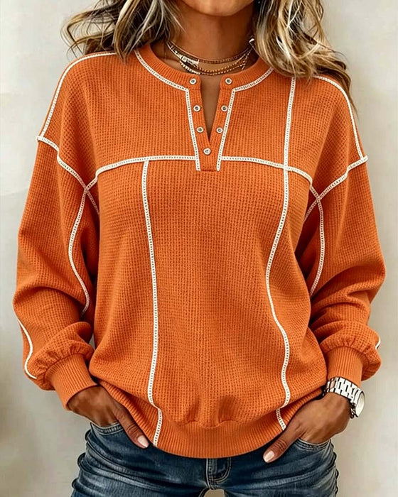 Sweatshirt V-Ausschnitt Linie Langarm