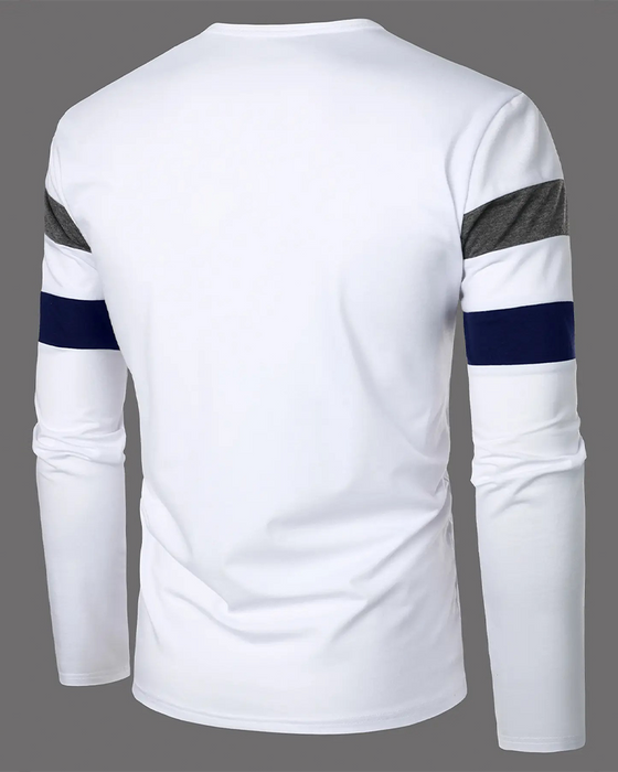 T-Shirt Rundhals Gestreift Langarm Herren