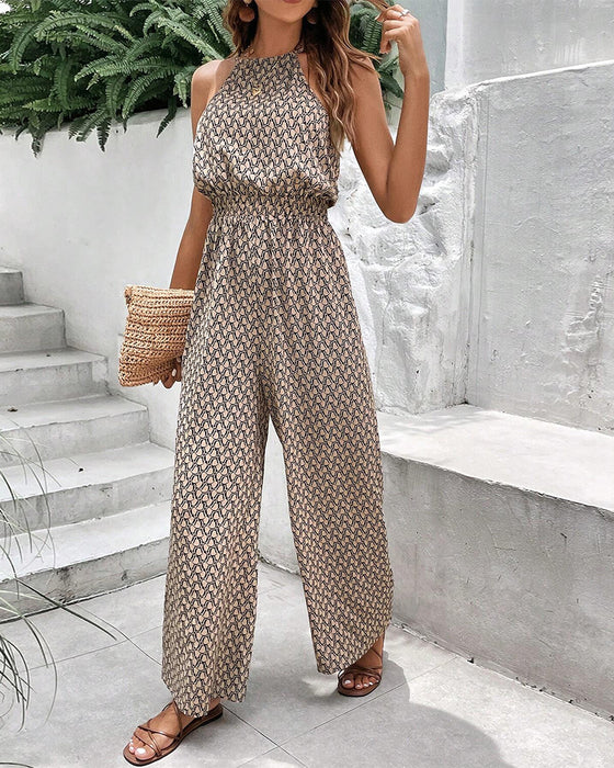 Ärmelloser Jumpsuit mit aufhängendem Halsband
