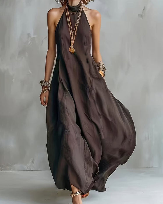 Kleid Halter Drapiert Premium Lang